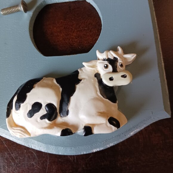 VINTAGE SWITCH Outlet COVERS Lot of 2, Blue Wooden Country Teapot and Cow - Picture 6 of 10